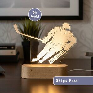 Personalized Hockey LED Night Light – Unique Sports Room Decor